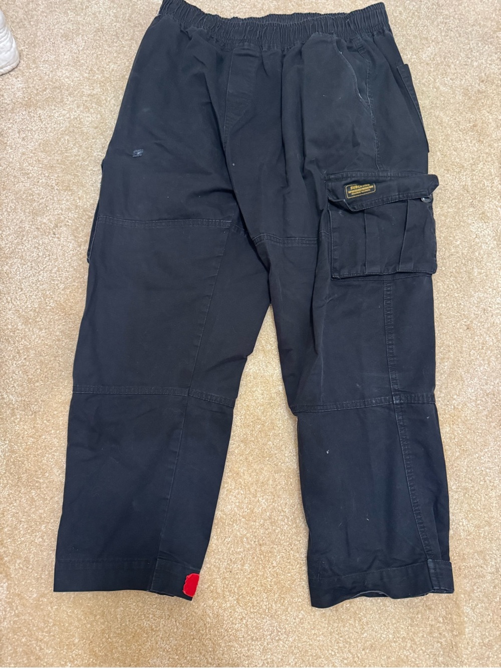 Subcrude Black Cargo Pants with Elastic Waist and Multi Pockets fits adult 31x29